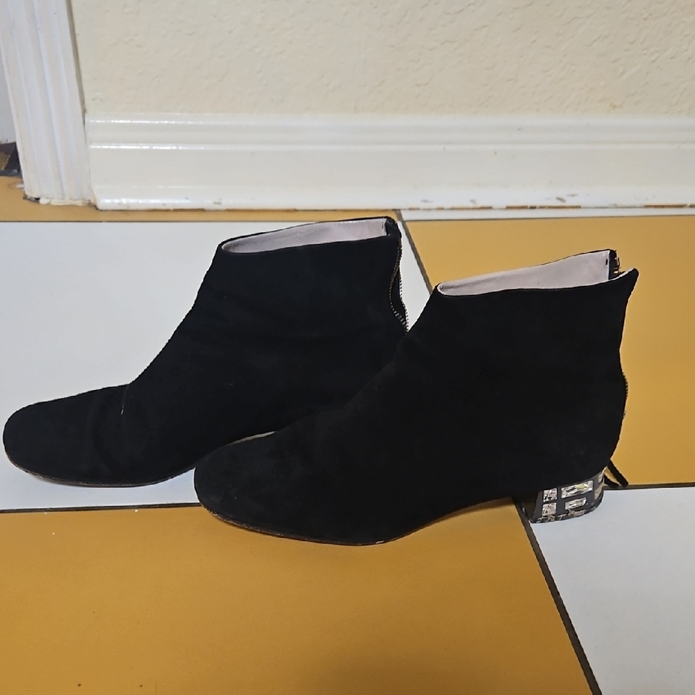 Miu Miu Black Ankle Boots with Silver Heel